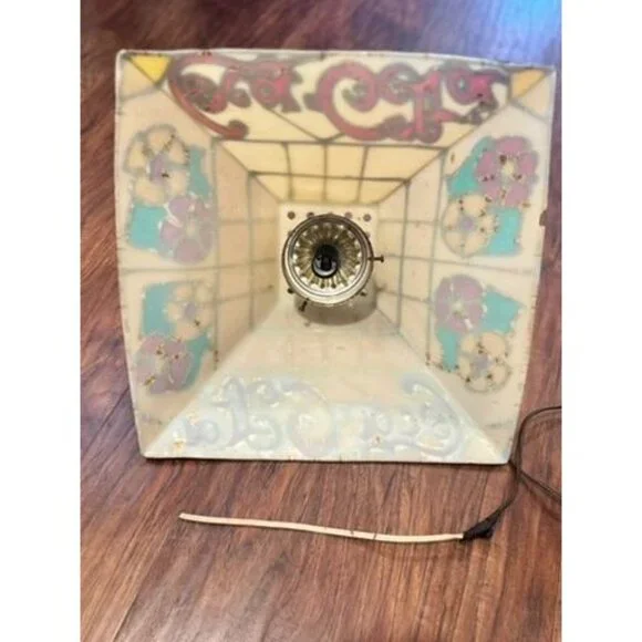 Vintage Coca-Cola Faux Stained Glass Hanging Pendant Light Shade Plastic Soda